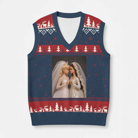 Funny Lesbian Doll Wedding Engagement V-Neck Knit Sweater Vest LGBTQ Pride Gift