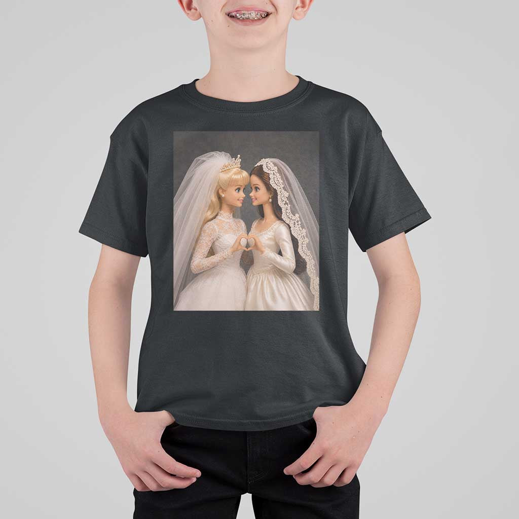 Funny Lesbian Doll Wedding Engagement T Shirt For Kid LGBTQ Pride Gift