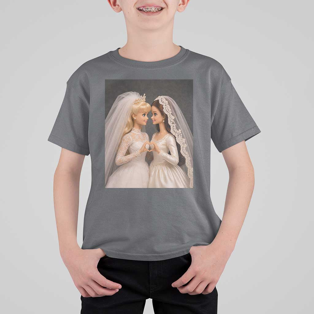 Funny Lesbian Doll Wedding Engagement T Shirt For Kid LGBTQ Pride Gift
