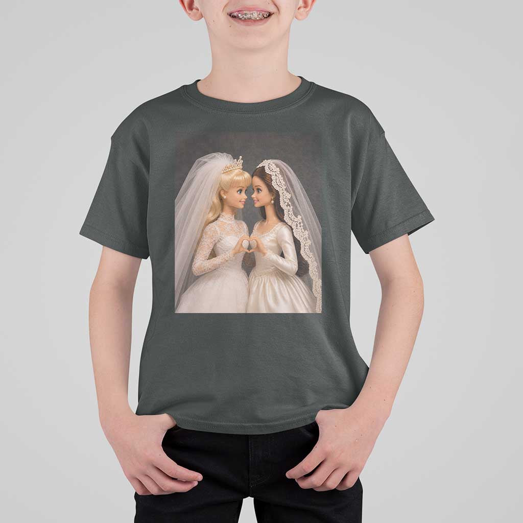 Funny Lesbian Doll Wedding Engagement T Shirt For Kid LGBTQ Pride Gift