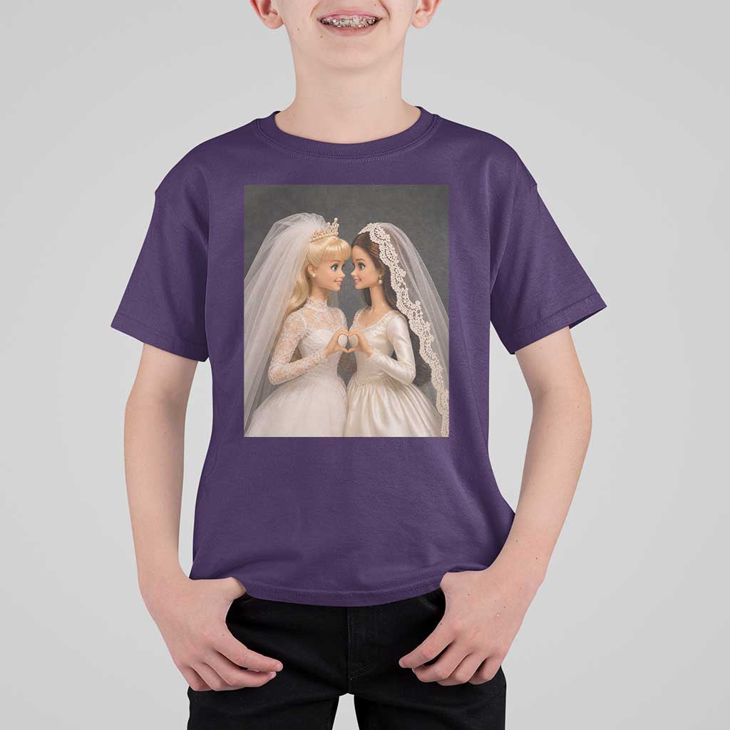 Funny Lesbian Doll Wedding Engagement T Shirt For Kid LGBTQ Pride Gift