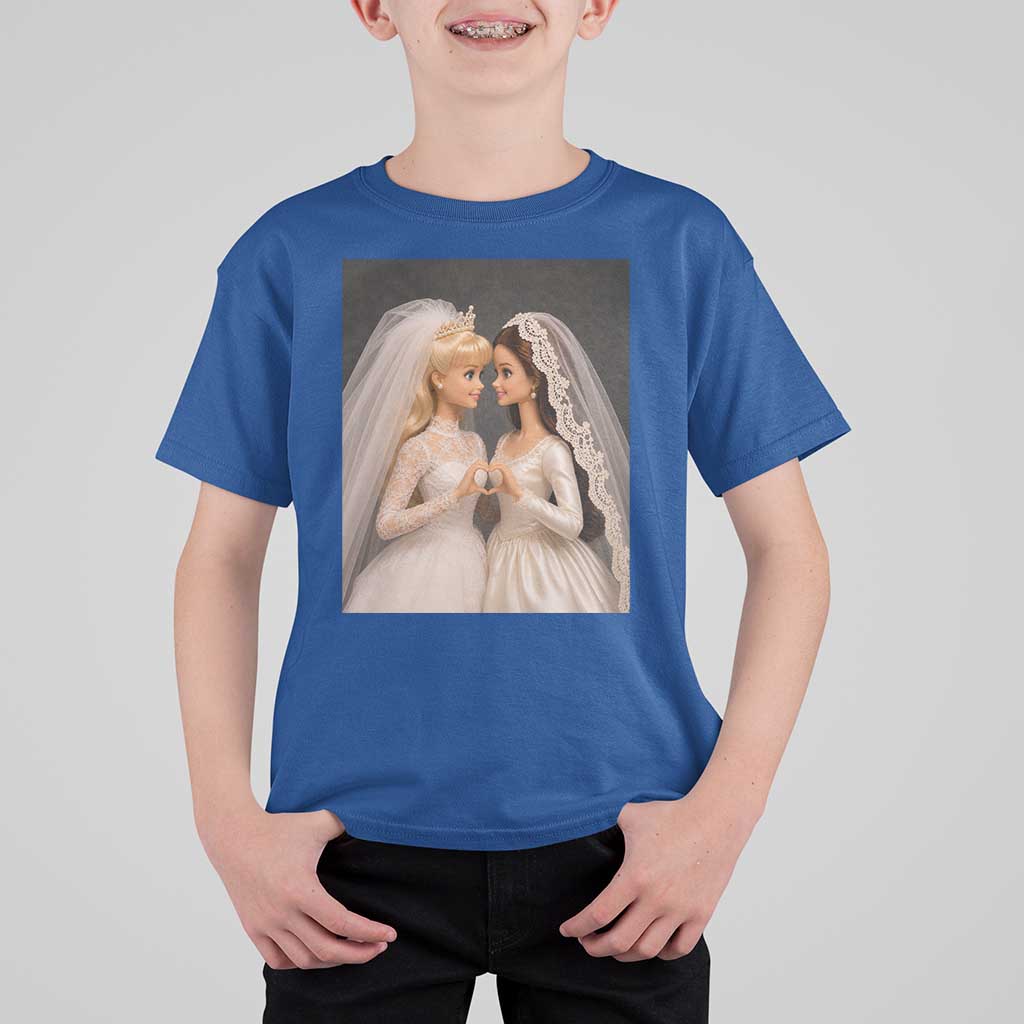Funny Lesbian Doll Wedding Engagement T Shirt For Kid LGBTQ Pride Gift