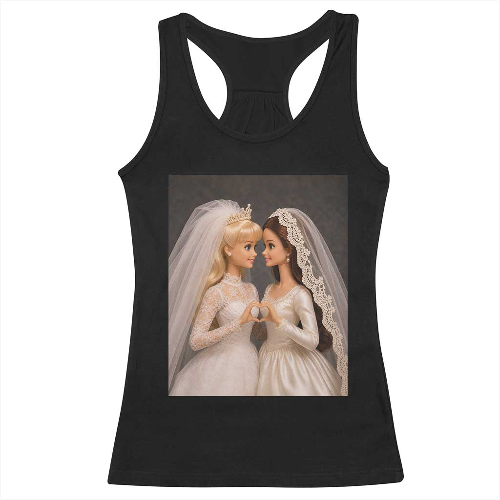 Funny Lesbian Doll Wedding Engagement Racerback Tank Top LGBTQ Pride Gift