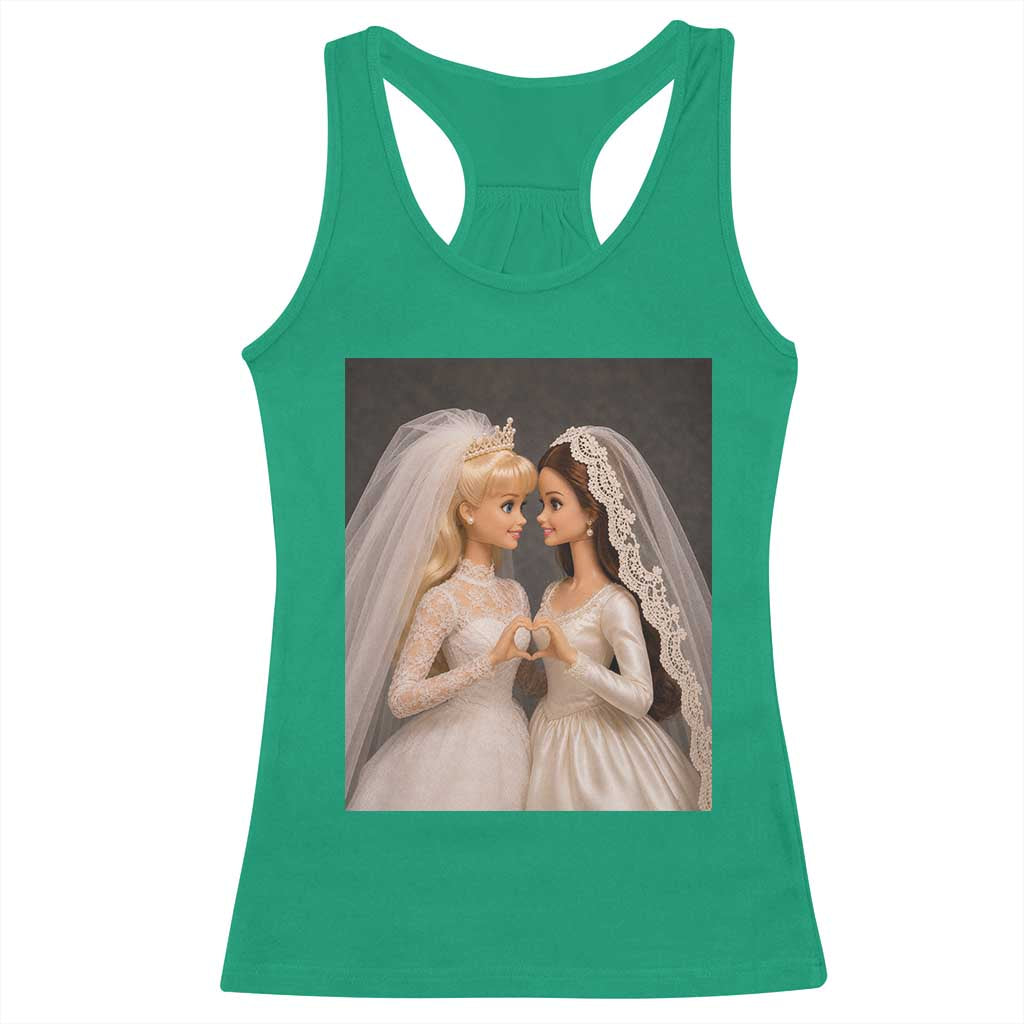 Funny Lesbian Doll Wedding Engagement Racerback Tank Top LGBTQ Pride Gift