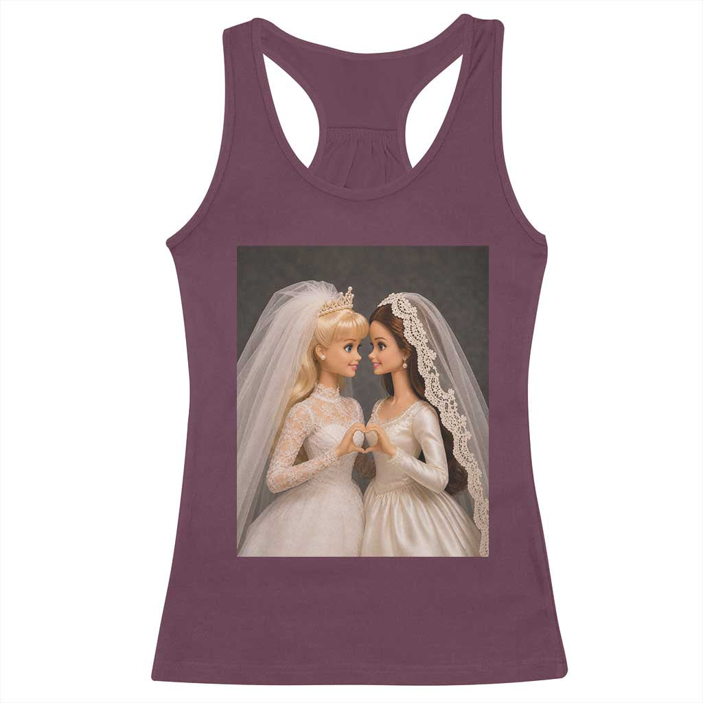 Funny Lesbian Doll Wedding Engagement Racerback Tank Top LGBTQ Pride Gift
