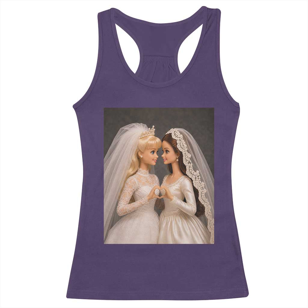 Funny Lesbian Doll Wedding Engagement Racerback Tank Top LGBTQ Pride Gift