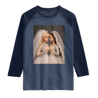 Funny Lesbian Doll Wedding Engagement Raglan Shirt LGBTQ Pride Gift