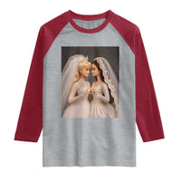 Funny Lesbian Doll Wedding Engagement Raglan Shirt LGBTQ Pride Gift