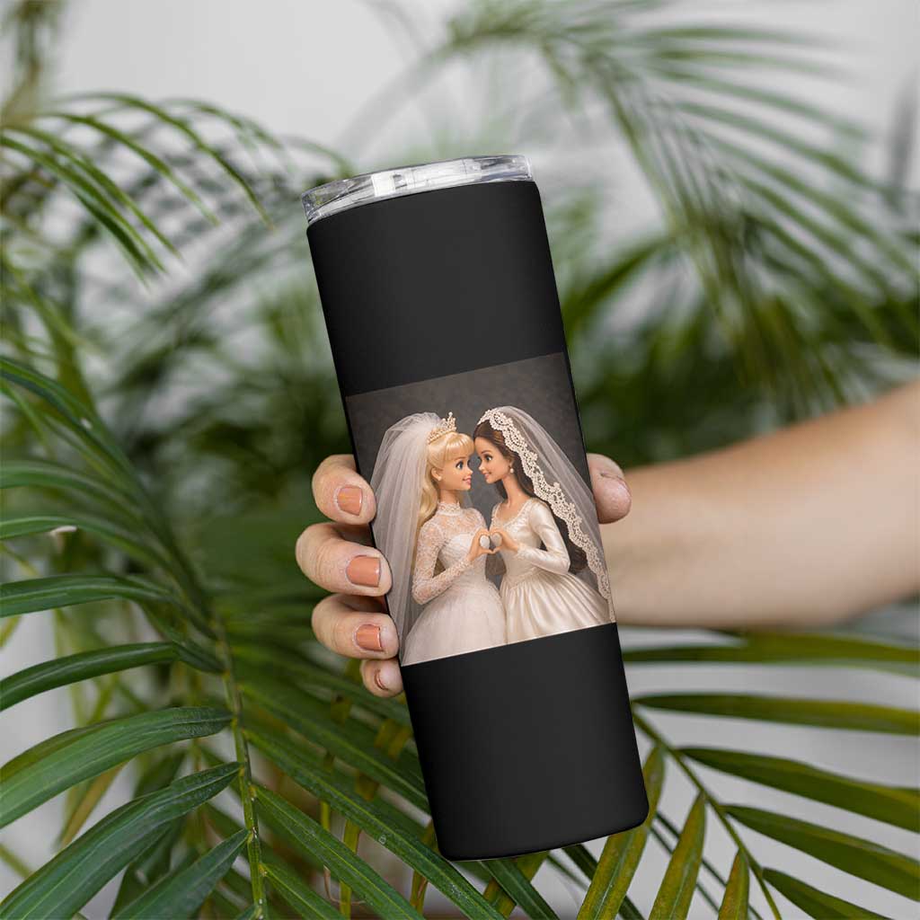 Funny Lesbian Doll Wedding Engagement Skinny Tumbler LGBTQ Pride Gift