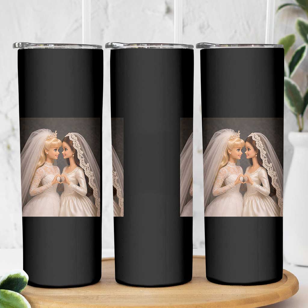 Funny Lesbian Doll Wedding Engagement Skinny Tumbler LGBTQ Pride Gift