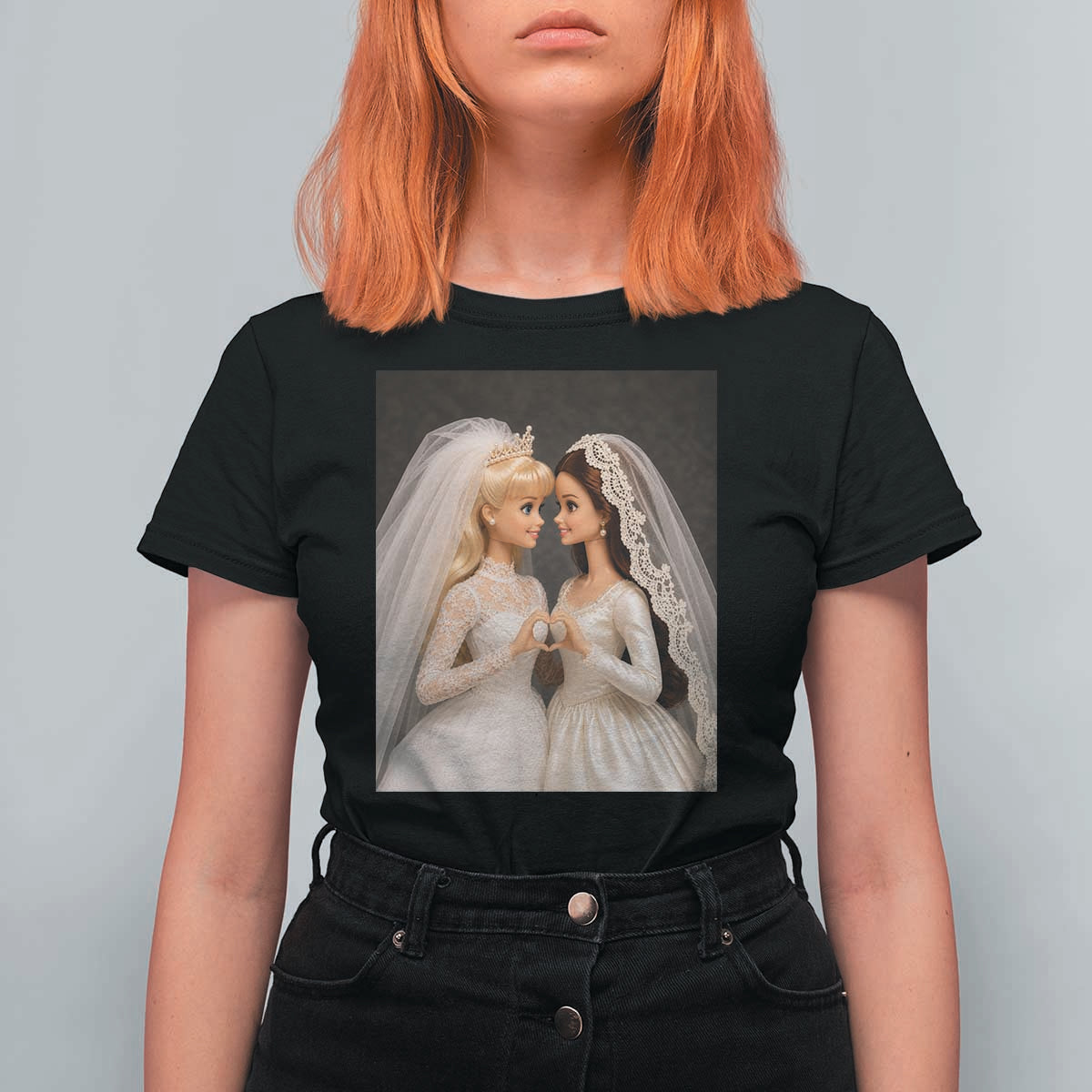 Funny Lesbian Doll Wedding Engagement T Shirt For Women LGBTQ Pride Gift