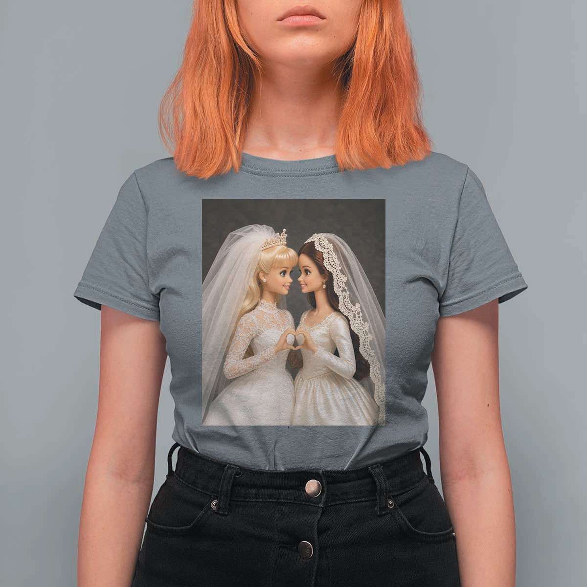 Funny Lesbian Doll Wedding Engagement T Shirt For Women LGBTQ Pride Gift