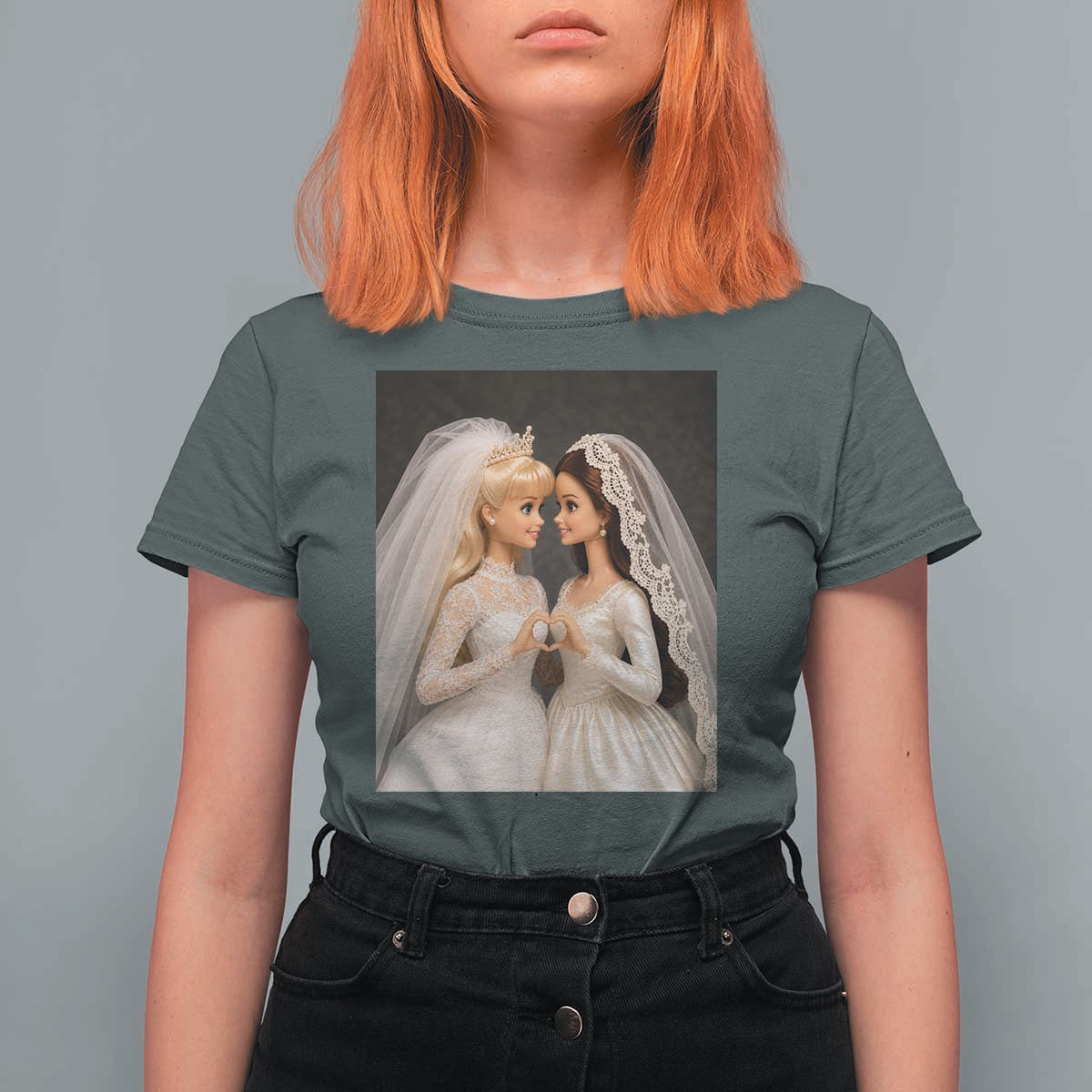 Funny Lesbian Doll Wedding Engagement T Shirt For Women LGBTQ Pride Gift
