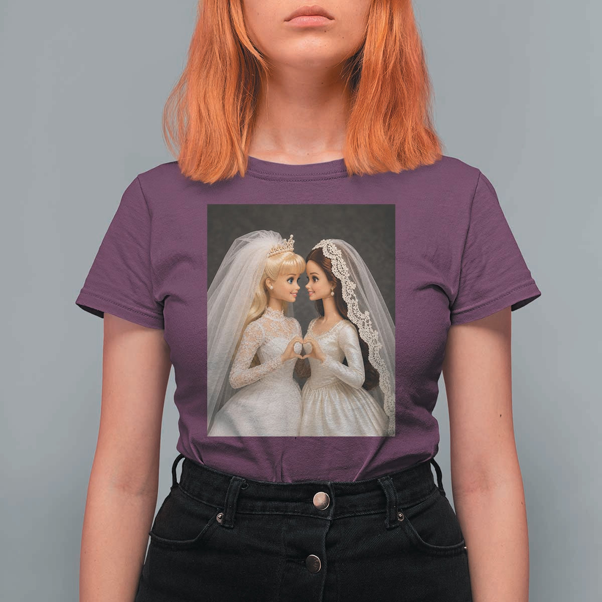 Funny Lesbian Doll Wedding Engagement T Shirt For Women LGBTQ Pride Gift
