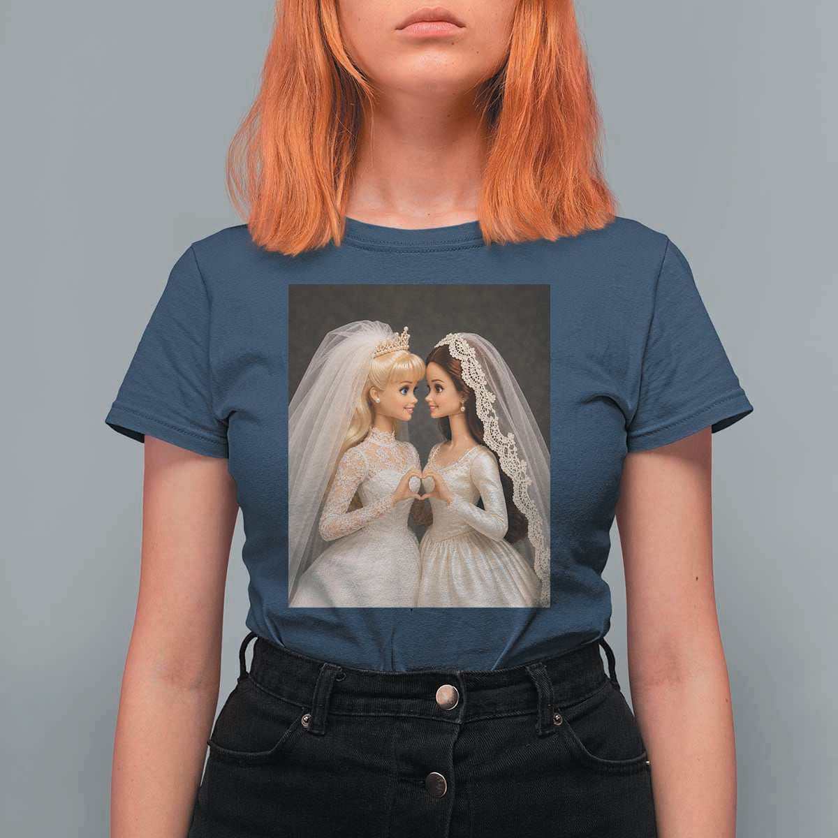 Funny Lesbian Doll Wedding Engagement T Shirt For Women LGBTQ Pride Gift