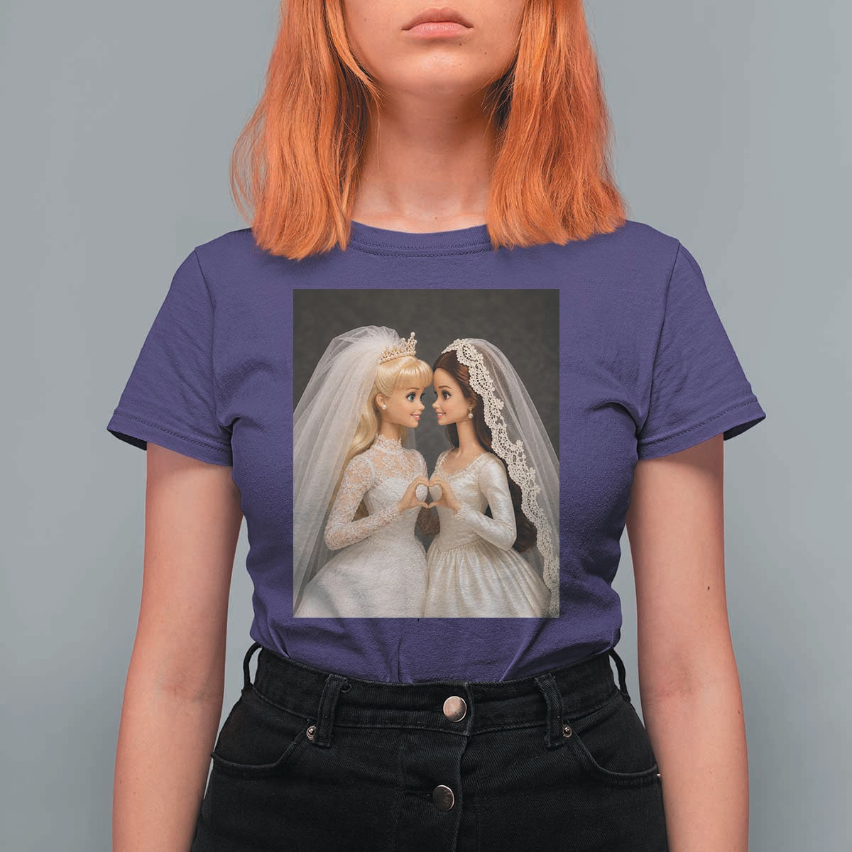 Funny Lesbian Doll Wedding Engagement T Shirt For Women LGBTQ Pride Gift