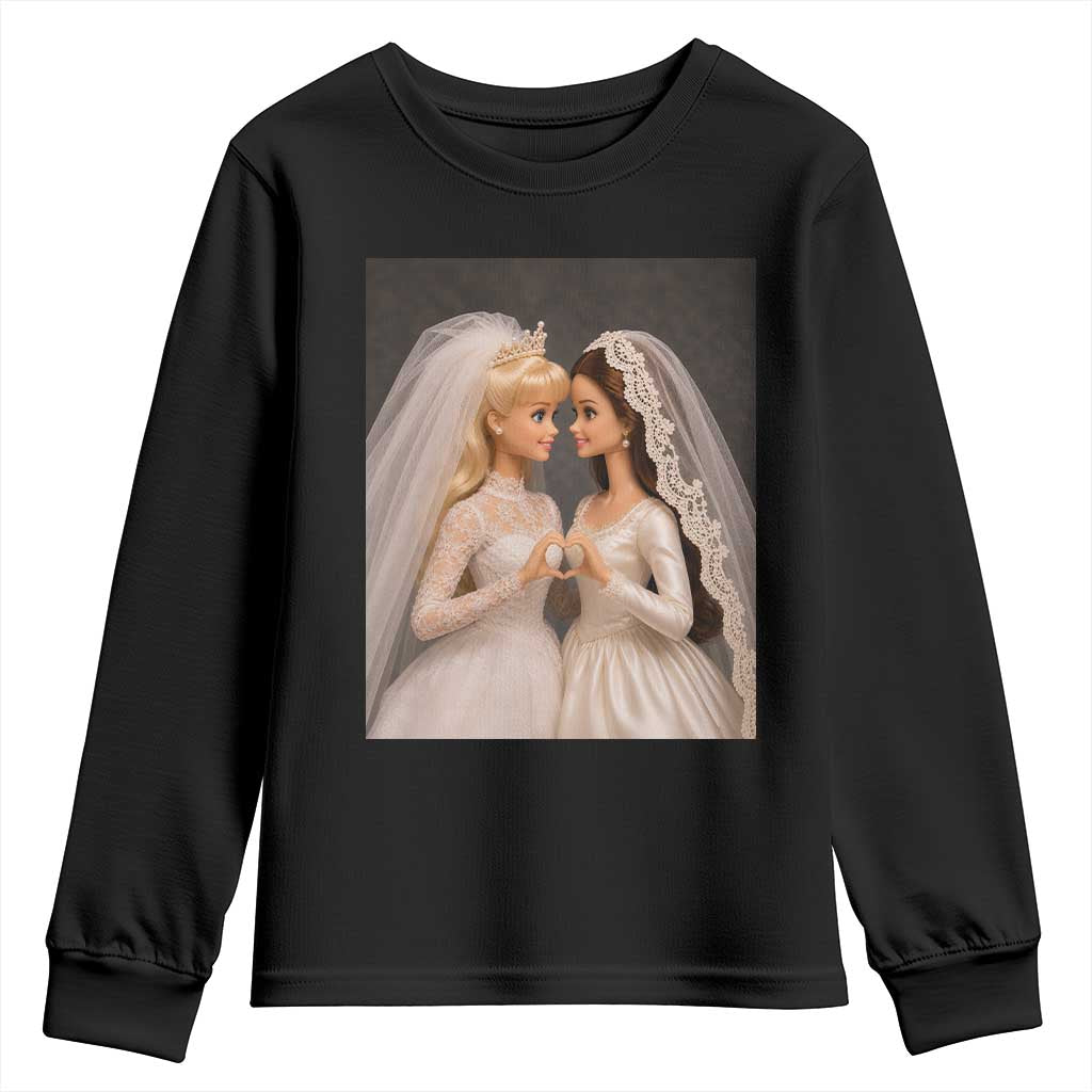 Funny Lesbian Doll Wedding Engagement Youth Sweatshirt LGBTQ Pride Gift
