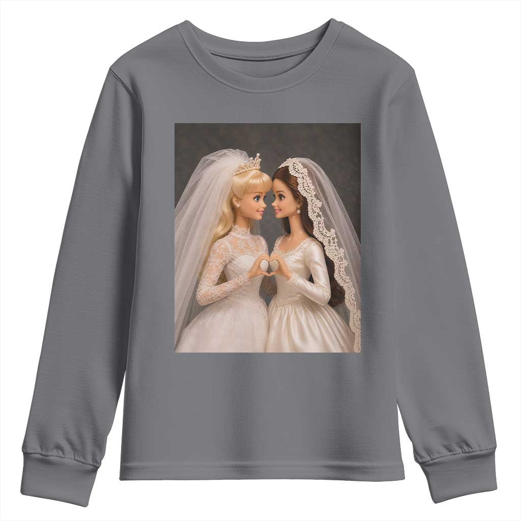 Funny Lesbian Doll Wedding Engagement Youth Sweatshirt LGBTQ Pride Gift