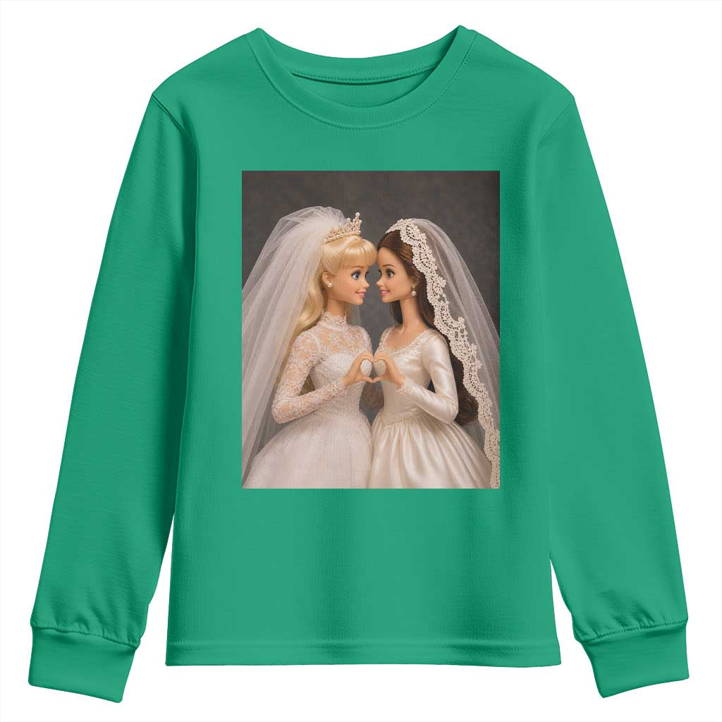 Funny Lesbian Doll Wedding Engagement Youth Sweatshirt LGBTQ Pride Gift