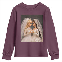 Funny Lesbian Doll Wedding Engagement Youth Sweatshirt LGBTQ Pride Gift