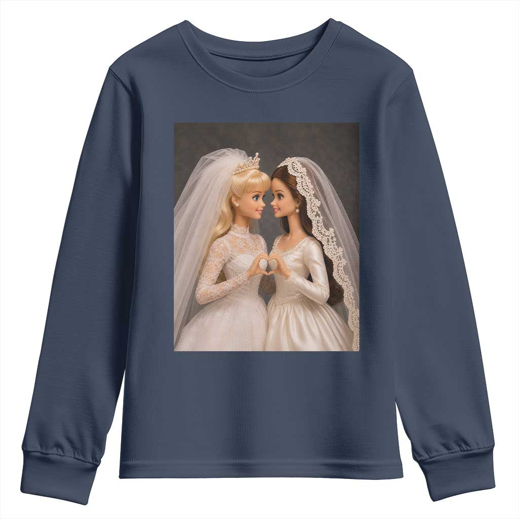 Funny Lesbian Doll Wedding Engagement Youth Sweatshirt LGBTQ Pride Gift
