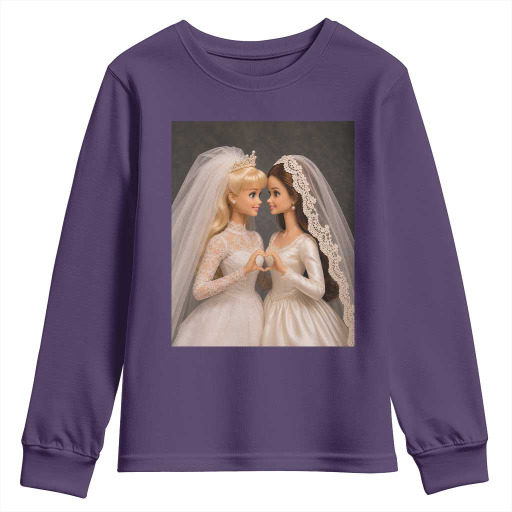 Funny Lesbian Doll Wedding Engagement Youth Sweatshirt LGBTQ Pride Gift