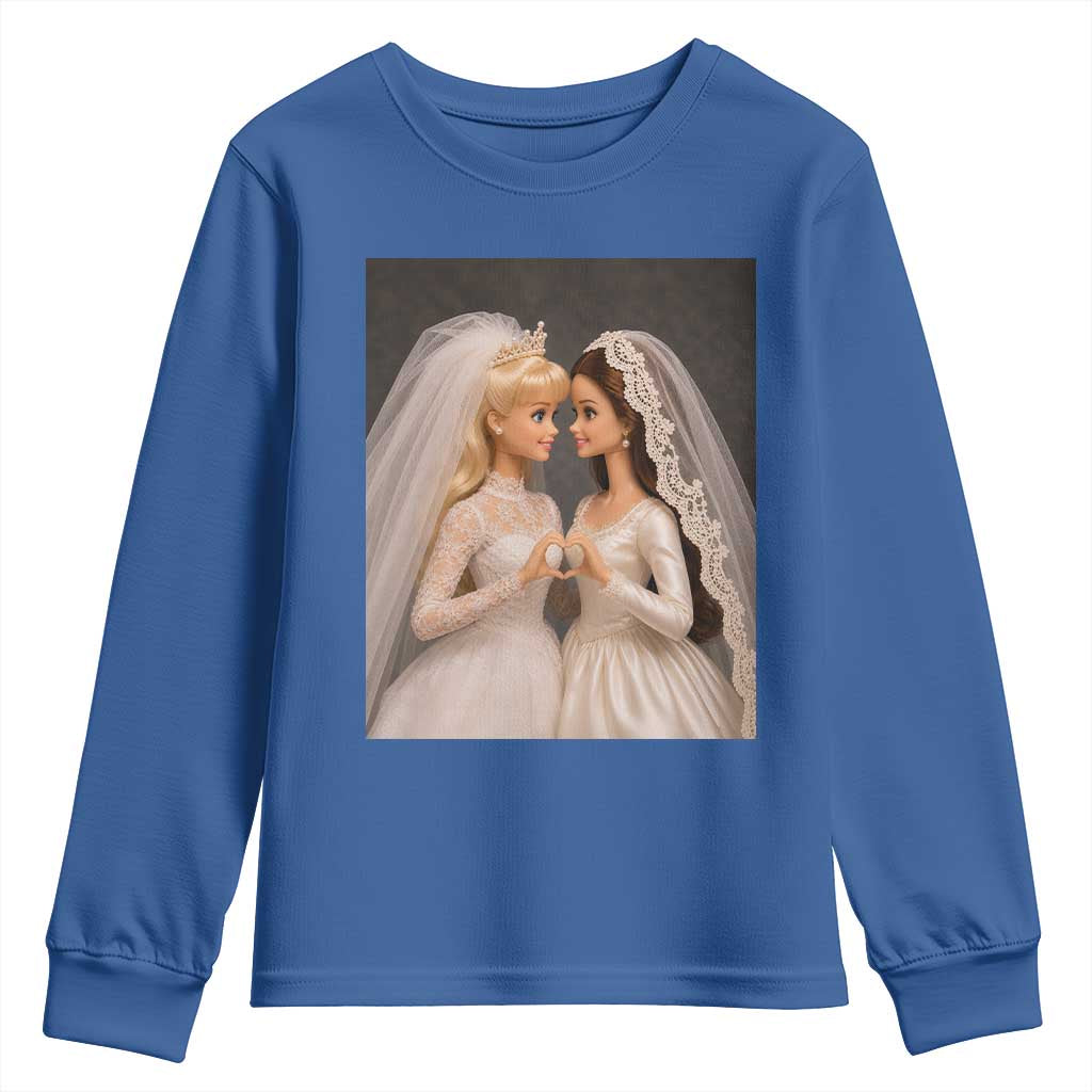 Funny Lesbian Doll Wedding Engagement Youth Sweatshirt LGBTQ Pride Gift