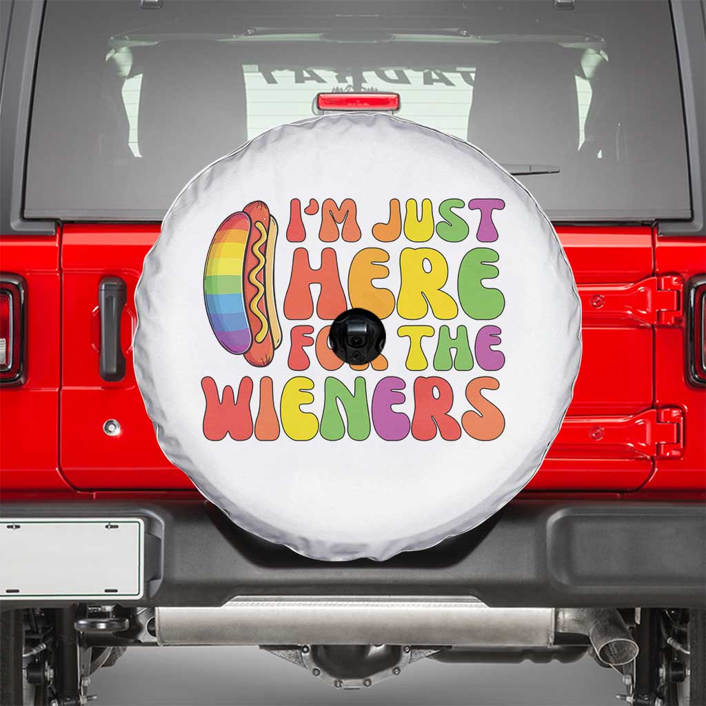 Funny Im Just Here For The Wieners Spare Tire Cover LGBTQ Pride Party Gift