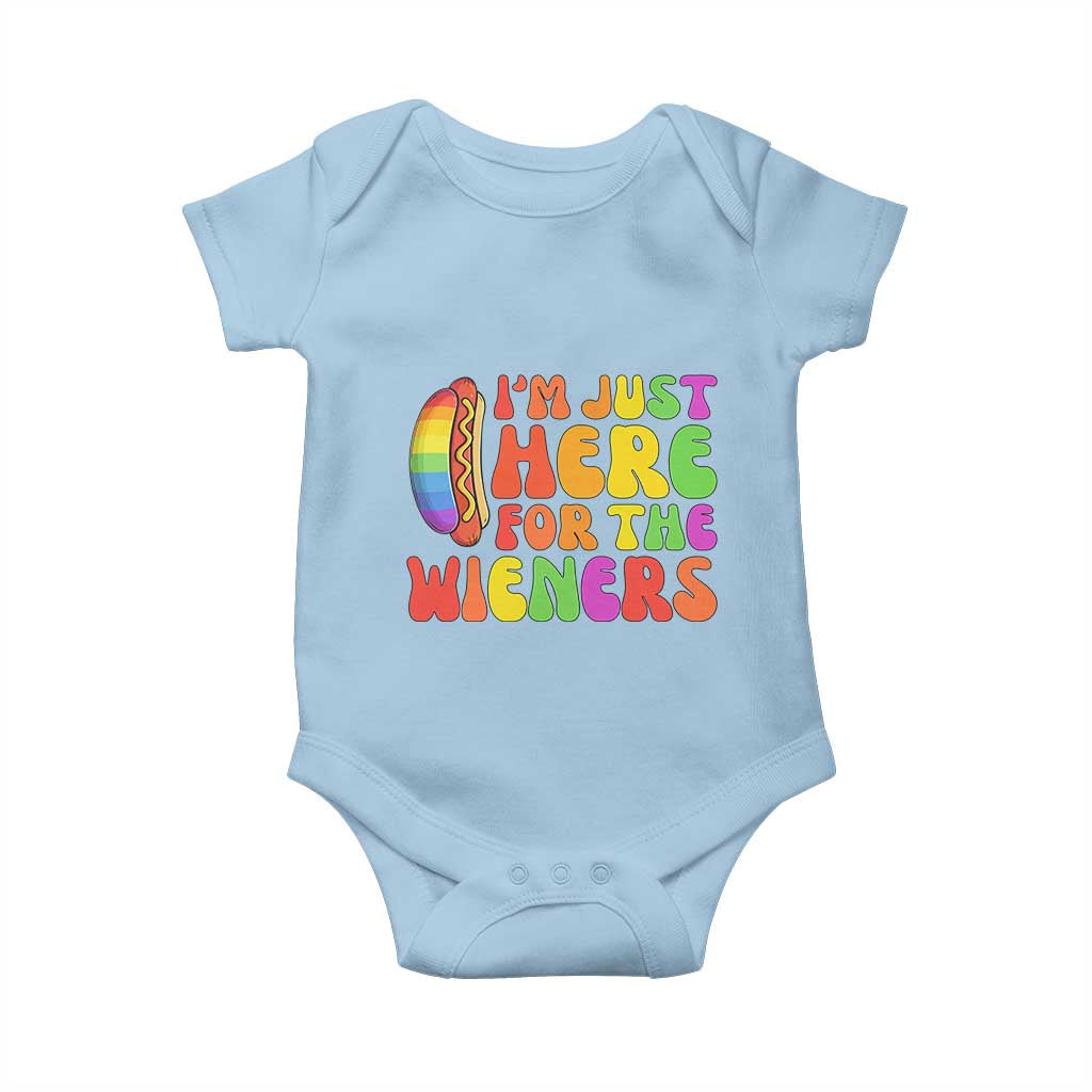 Funny Im Just Here For The Wieners Baby Onesie LGBTQ Pride Party Gift