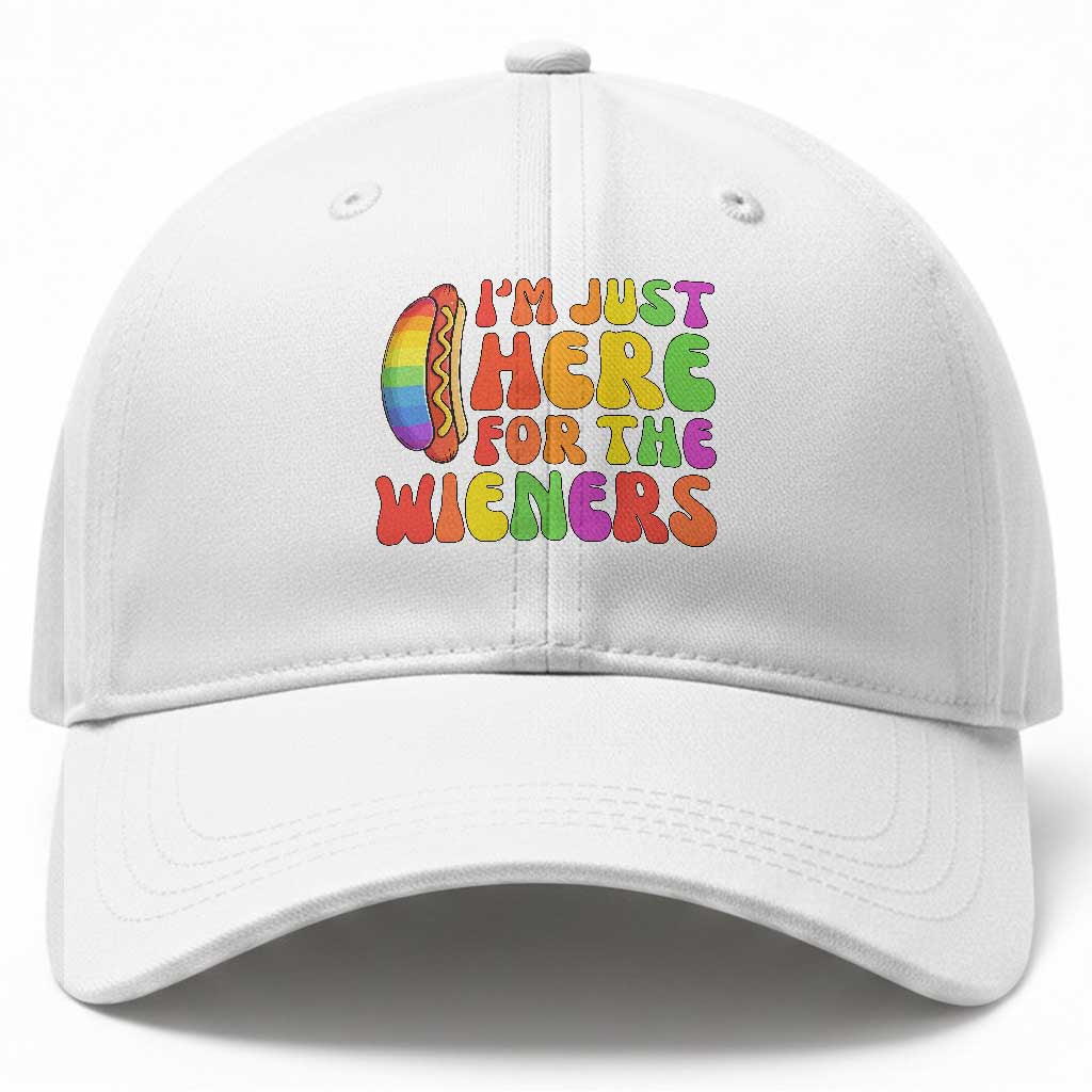 Funny Im Just Here For The Wieners Baseball Cap LGBTQ Pride Party Gift