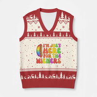 Funny Im Just Here For The Wieners V-Neck Knit Sweater Vest LGBTQ Pride Party Gift
