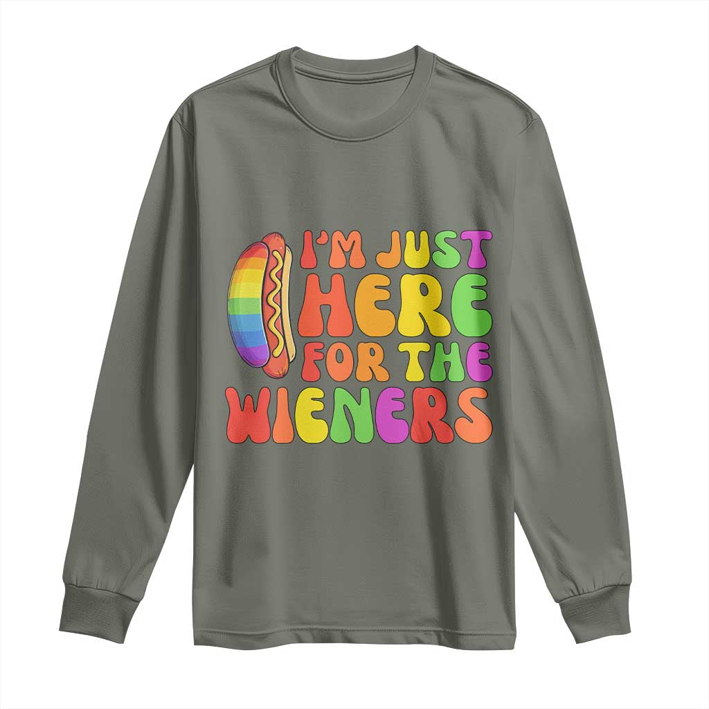 Funny Im Just Here For The Wieners Long Sleeve Shirt LGBTQ Pride Party Gift