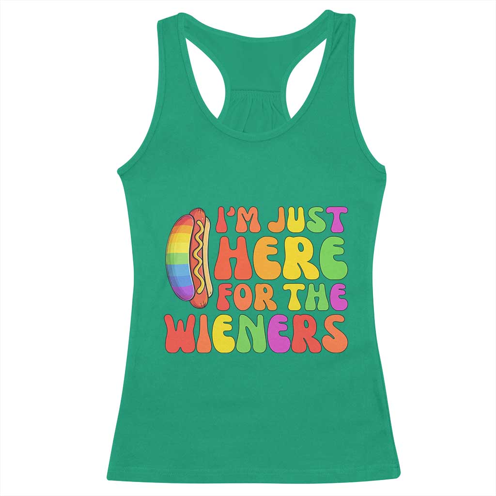 Funny Im Just Here For The Wieners Racerback Tank Top LGBTQ Pride Party Gift