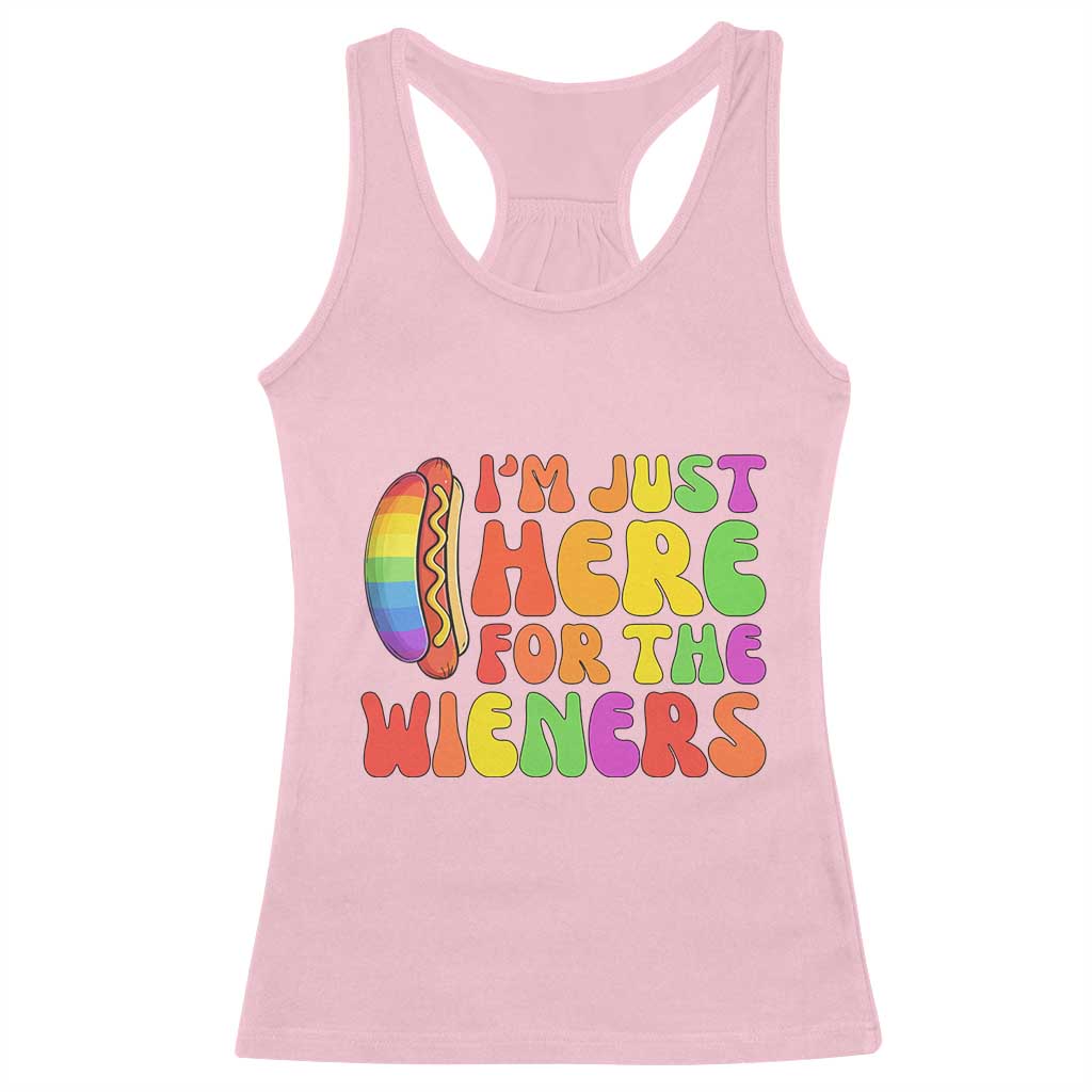 Funny Im Just Here For The Wieners Racerback Tank Top LGBTQ Pride Party Gift