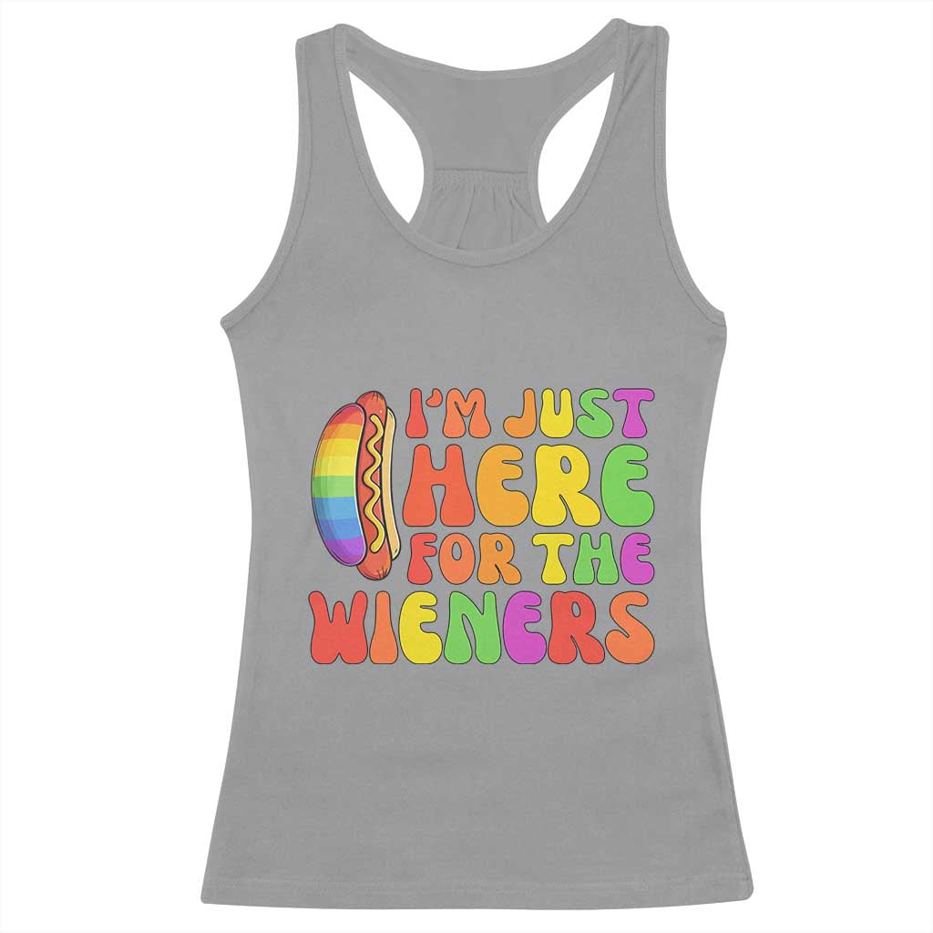 Funny Im Just Here For The Wieners Racerback Tank Top LGBTQ Pride Party Gift