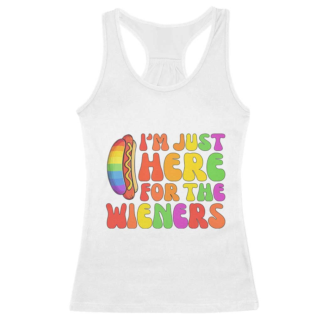 Funny Im Just Here For The Wieners Racerback Tank Top LGBTQ Pride Party Gift