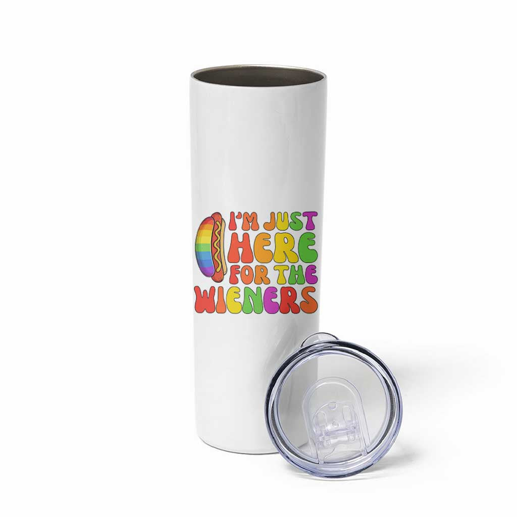 Funny Im Just Here For The Wieners Skinny Tumbler LGBTQ Pride Party Gift