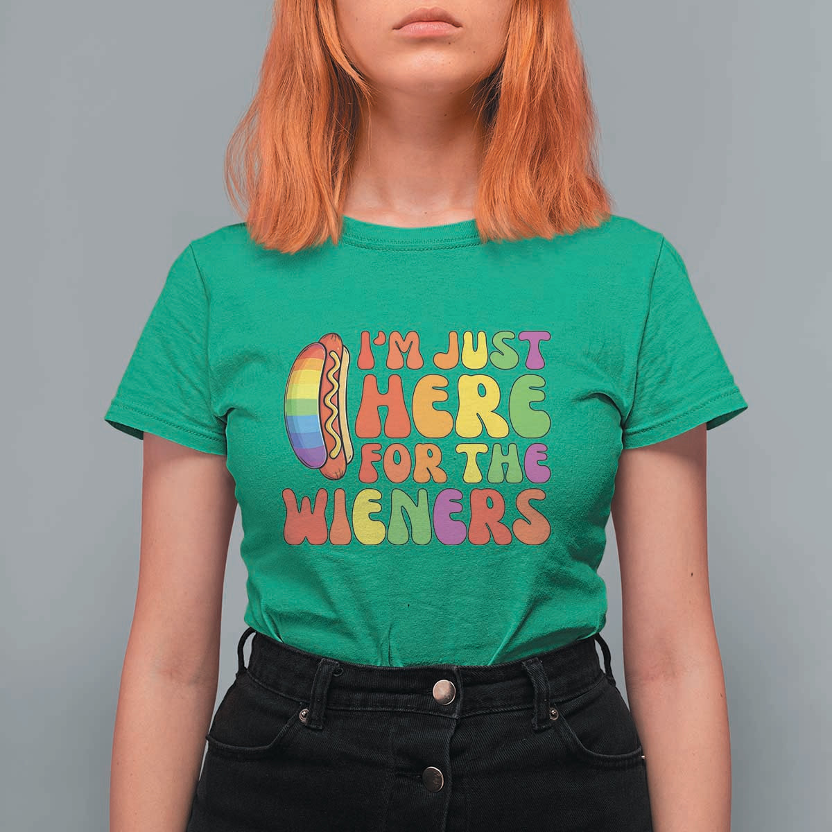 Funny Im Just Here For The Wieners T Shirt For Women LGBTQ Pride Party Gift