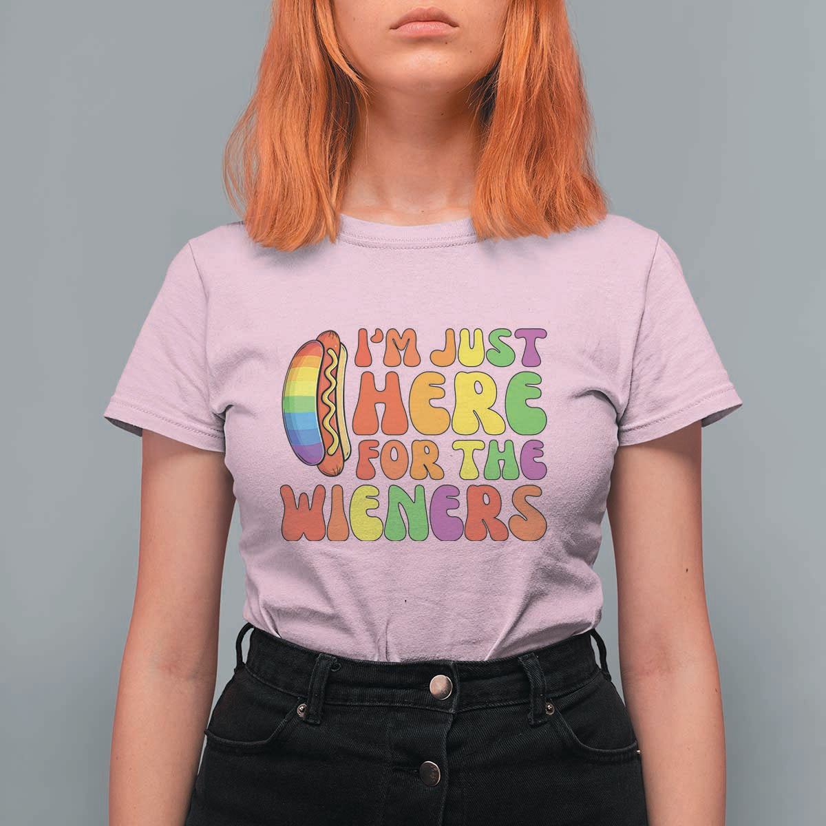 Funny Im Just Here For The Wieners T Shirt For Women LGBTQ Pride Party Gift