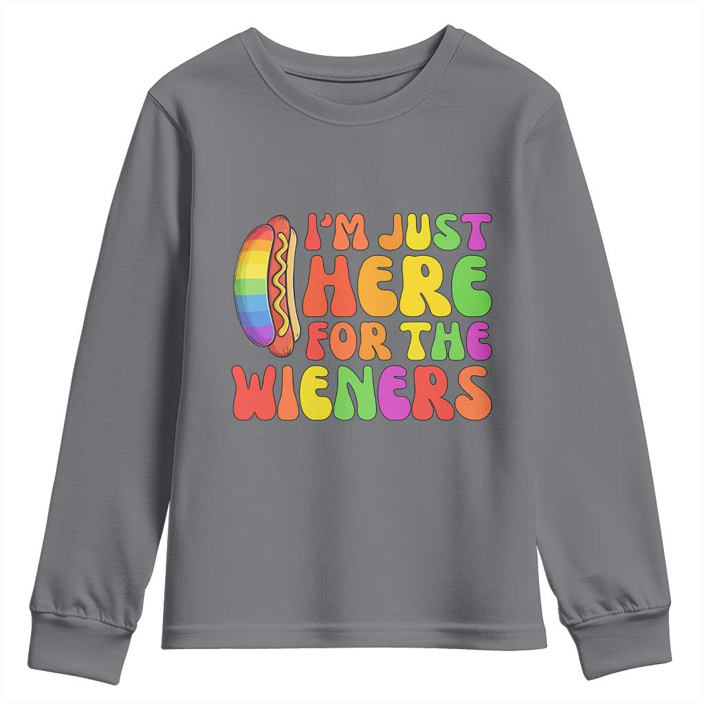 Funny Im Just Here For The Wieners Youth Sweatshirt LGBTQ Pride Party Gift