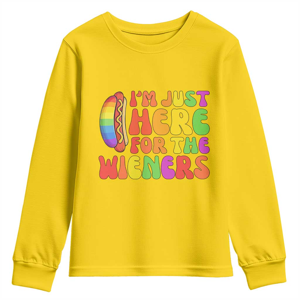 Funny Im Just Here For The Wieners Youth Sweatshirt LGBTQ Pride Party Gift