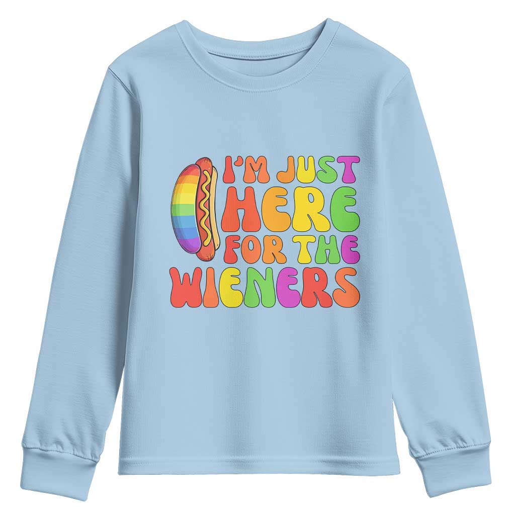 Funny Im Just Here For The Wieners Youth Sweatshirt LGBTQ Pride Party Gift