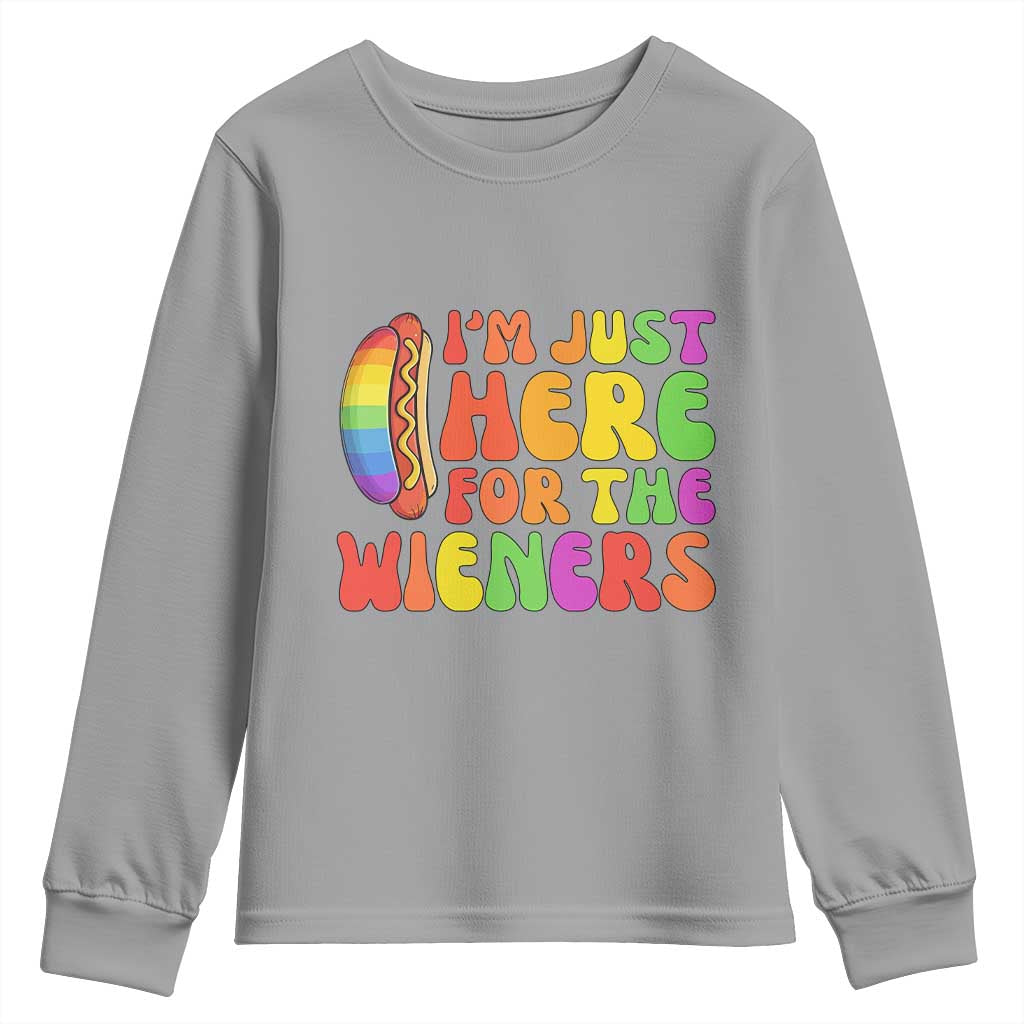 Funny Im Just Here For The Wieners Youth Sweatshirt LGBTQ Pride Party Gift