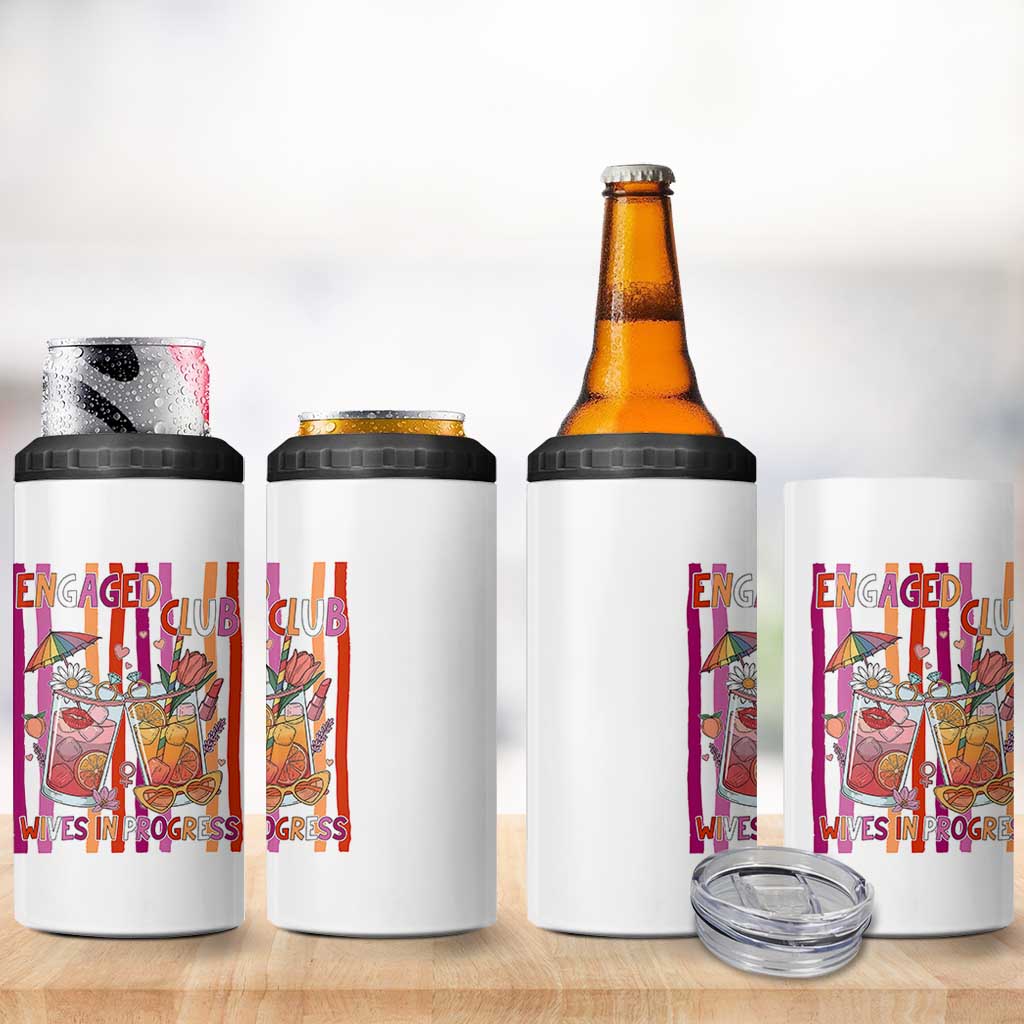 Engaged Club Wives In Progress 4 in 1 Can Cooler Tumbler Lesbian Bachelorette Engagement Gift