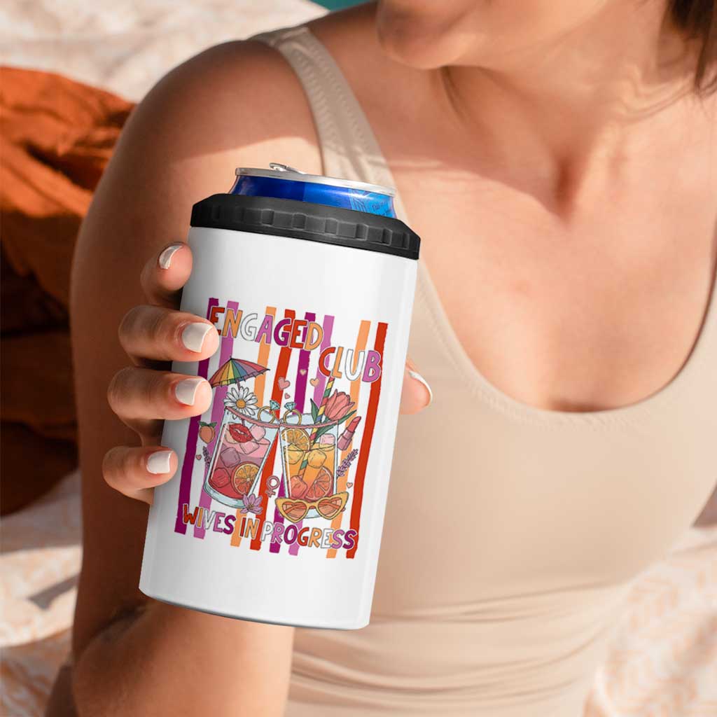 Engaged Club Wives In Progress 4 in 1 Can Cooler Tumbler Lesbian Bachelorette Engagement Gift
