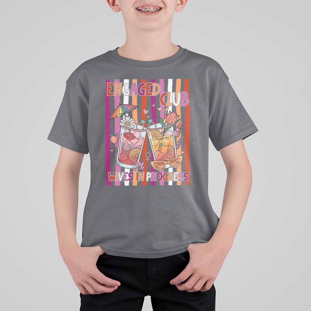 Engaged Club Wives In Progress T Shirt For Kid Lesbian Bachelorette Engagement Gift