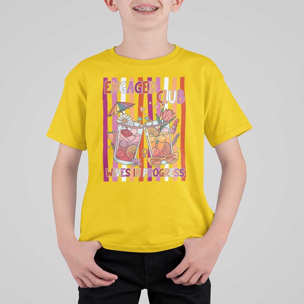 Engaged Club Wives In Progress T Shirt For Kid Lesbian Bachelorette Engagement Gift