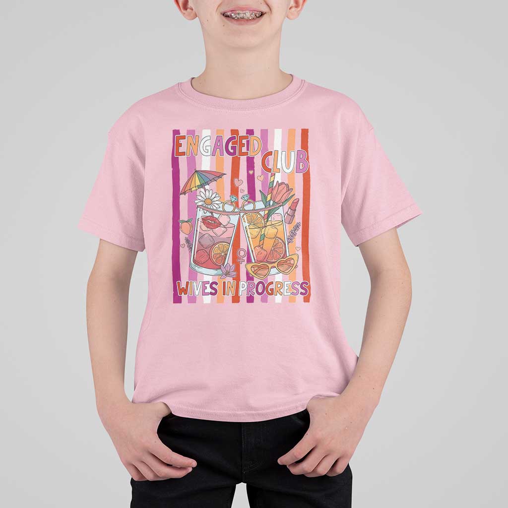 Engaged Club Wives In Progress T Shirt For Kid Lesbian Bachelorette Engagement Gift