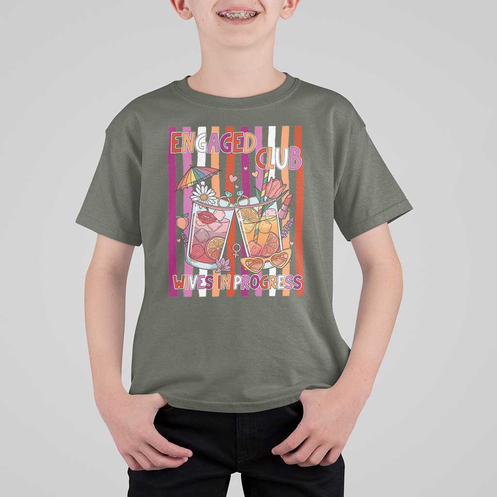 Engaged Club Wives In Progress T Shirt For Kid Lesbian Bachelorette Engagement Gift