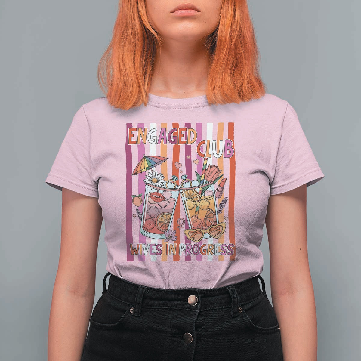 Engaged Club Wives In Progress T Shirt For Women Lesbian Bachelorette Engagement Gift